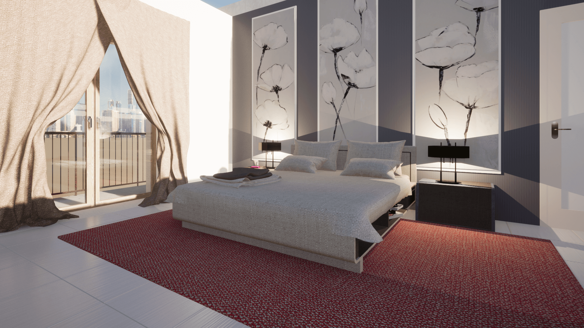 Interiors design bed room